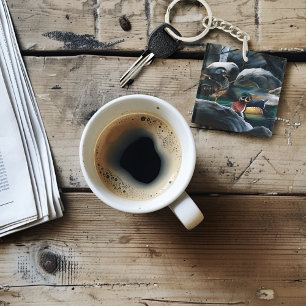 Wood Ducks Pond Keychain