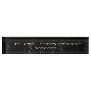 Wood Effect Black Professional Desk Nameplate