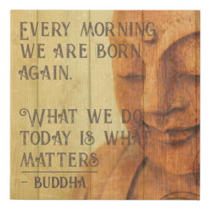 Wood Effect Born Again Mindfulness Affirmation Faux Canvas Print
