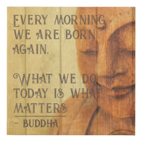 Wood Effect Born Again Mindfulness Affirmation Faux Canvas Print