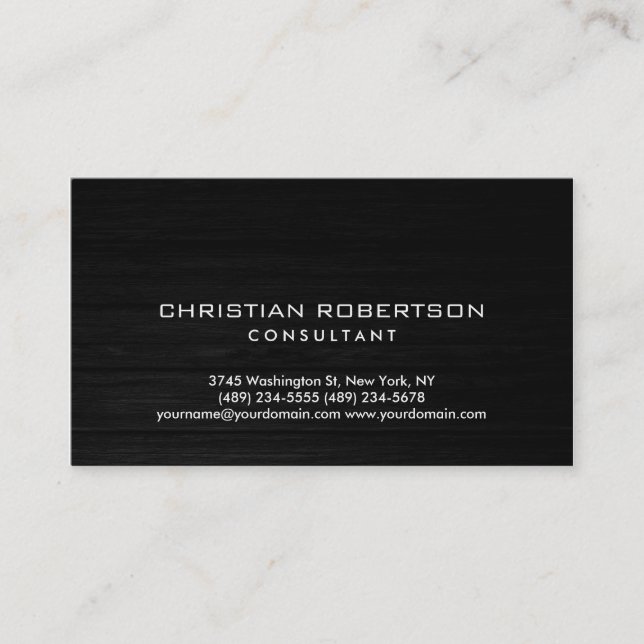 Wood Effect Grey Modern Consultant Business Card (Front)