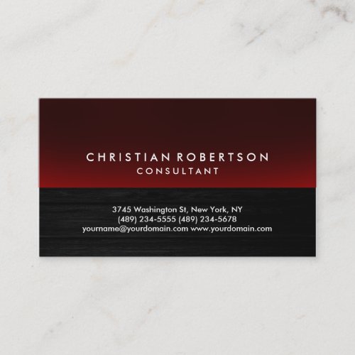 Wood Effect Grey Red Cute Consultant Business Card