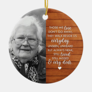 Wood Effect Personalized Photo Memorial Ceramic Ornament