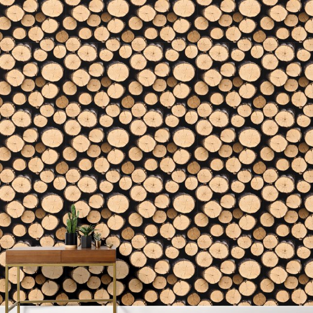 Wood effect seamless wallpaper log cabin chic