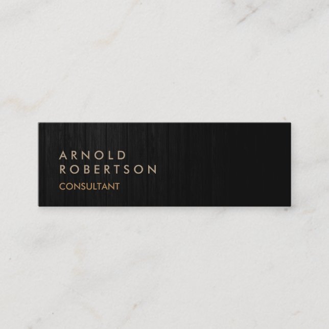 Wood Effect Slim Beige Gray Trendy Business Card (Front)
