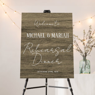 Wood Elegant Calligraphy Rehearsal Dinner  Foam Board