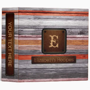 Wood Elegant Monogram Leather Look #14 Binder