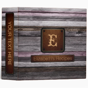 Wood Elegant Monogram Leather Look #16 Binder