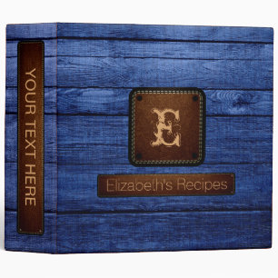 Wood Elegant Monogram Leather Look #19 3 Ring Binder