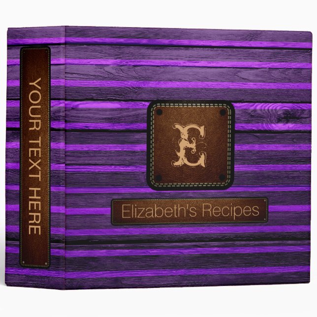 Wood Elegant Monogram Leather Look #21 Binder (Front/Spine)