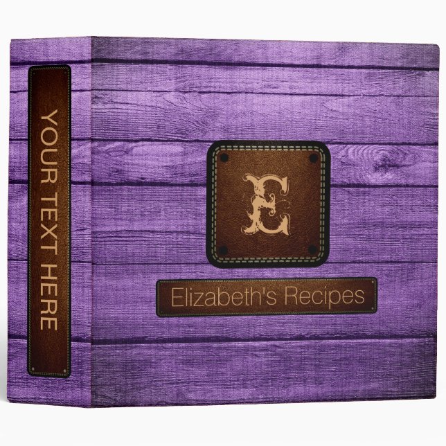 Wood Elegant Monogram Leather Look #22 Binder (Front/Spine)