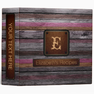 Wood Elegant Monogram Leather Look #3 Binder