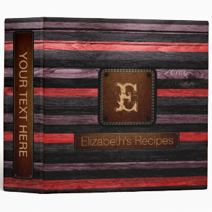 Wood Elegant Monogram Leather Look #5 Binder