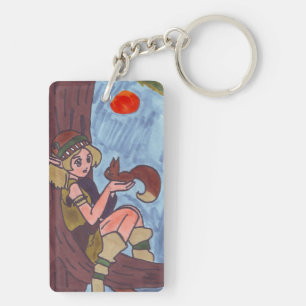 Wood Elf With Squirrel Keychain