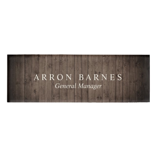 Wood Employee Staff Magnetic Name Tag Badge (Front)