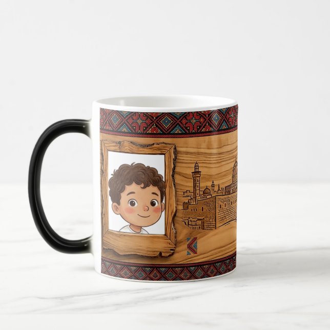 Wood Engraved Style Jerusalem Mug (Left)