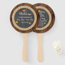 Wood Fall Leaves Burlap Wedding Programme Fan