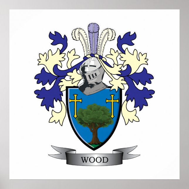 Wood Family Crest Coat of Arms Poster (Front)