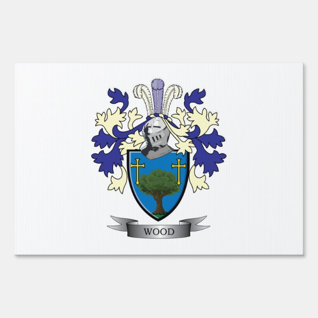 Wood Family Crest Coat of Arms Sign (Front)