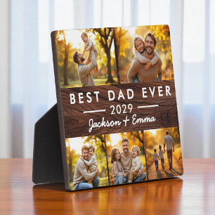 Wood Father's Day Best Dad Ever 5 Photo Collage  Plaque