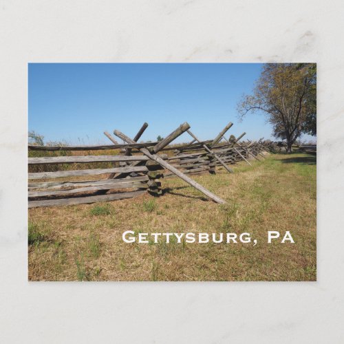 wood fence in Gettysburg PA Postcard