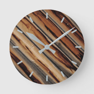 Wood Fence Texture Cool Unique Round Clock