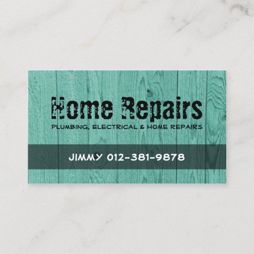 Customizable Wood Fence Turquoise Business Card