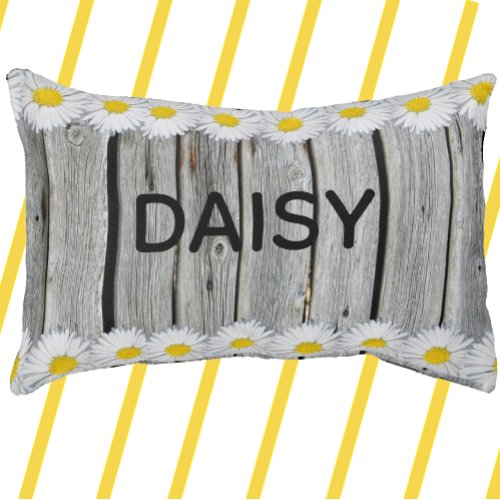 Wood Fence with Pretty Daisies Pets Name Pet Bed