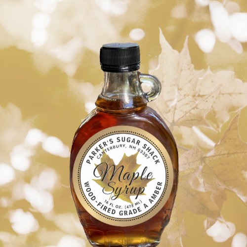 Wood_fired Gold Maple Syrup Label Yellow Leaf