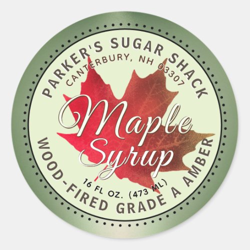 Wood_fired Maple Syrup Label Autumn Maple Leaf