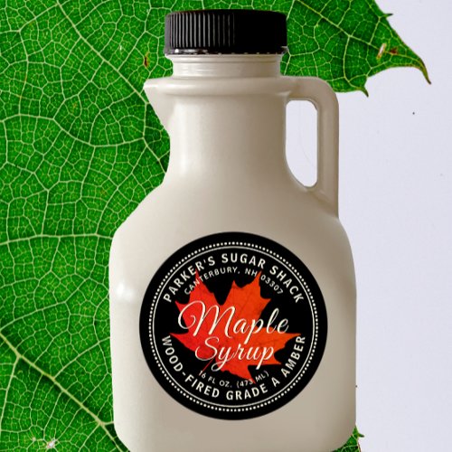 Wood_fired Maple Syrup Label with Red Maple Leaf