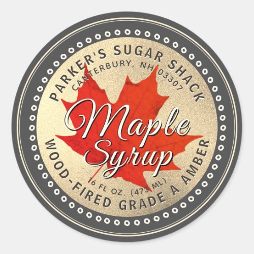 Wood_fired Maple Syrup Label with Red Maple Leaf
