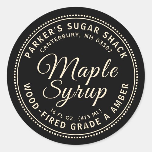 Wood_fired Maple Syrup on Black Editable Label