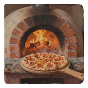 Wood-Fired Pepperoni Pizza Rustic Italian  Trivet