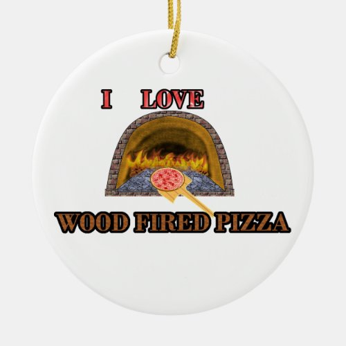 wood fired pizza ceramic ornament