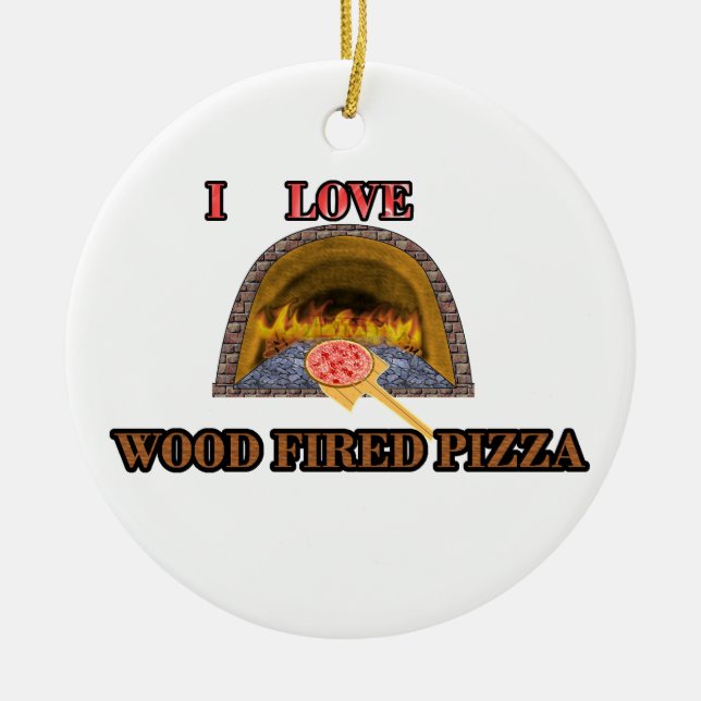 wood fired pizza ceramic ornament (Front)