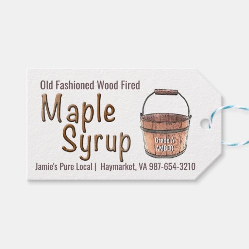 Wood Fired Tap  Bucket Maple Syrup Tag