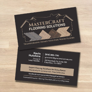 Wood Flooring Contractor Herringbone Parquet Business Card