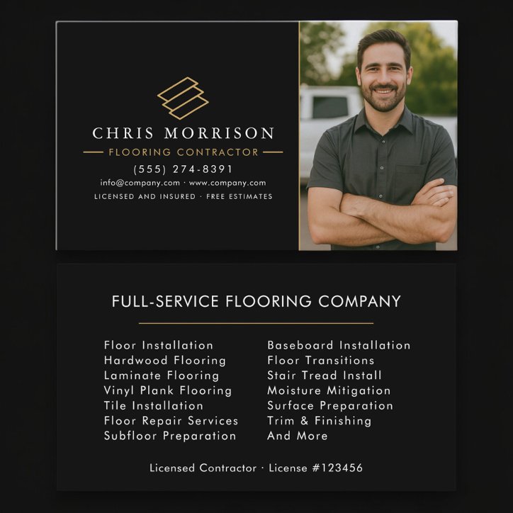 Wood Flooring Contractor Photo Business Card