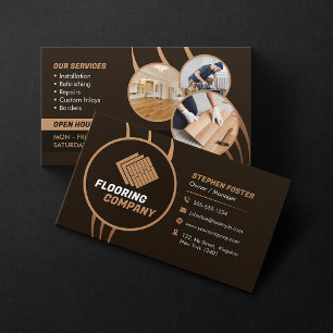 Wood Flooring Services Commercial Floors & Tile Business Card