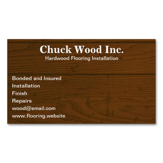 Wood Floors | Faux Wood Business Card Magnet (Front)