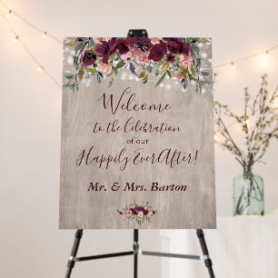 Wood Floral Lights Happily Ever After Celebration Foam Board