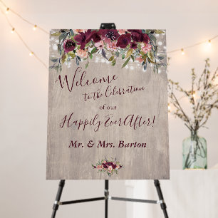 Wood Floral Lights Happily Ever After Celebration Foam Board
