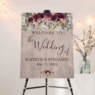 Wood Floral Lights Welcome to The Wedding of Foam Board