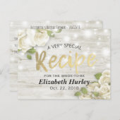 Wood Floral String Lights Bridal Shower Recipe Invitation Postcard (Front/Back)