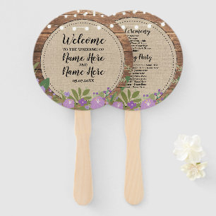 Wood Floral Wedding Programme Flowers Hand Fan