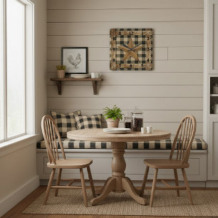 Wood frame and star square wall clock