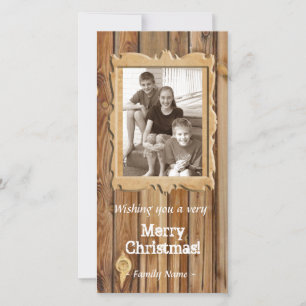 Wood Frame Photo Christmas Card