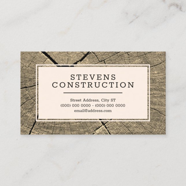 Wood framed rustic style business card (Front)