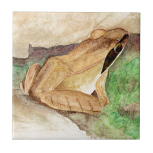 Wood Frog Watercolor Ceramic Tile